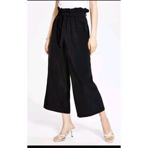 Tinsel Womens Sz PM Black Paper Bag Challis Wide-Leg Pants Flowy Career Capsule